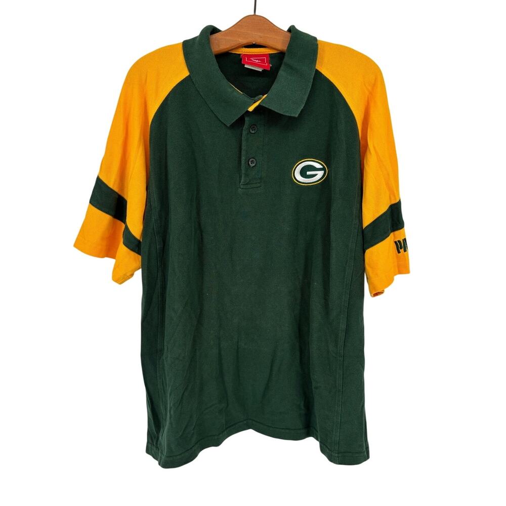 Vintage 90s NFL Green Bay Packers Short Sleeve Polo Mens Size Large 100% Cotton